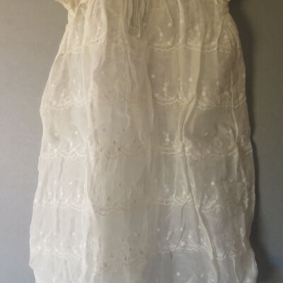 Gown: Origsize: 15" (w) x 30" (l); Origformat: Artifact