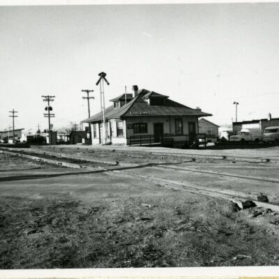 Broomfield train depot at its original site, circa 1970: Origsize: 3.5" x 5"; Origformat: Print-Photographic; Resolution: 1000dpi