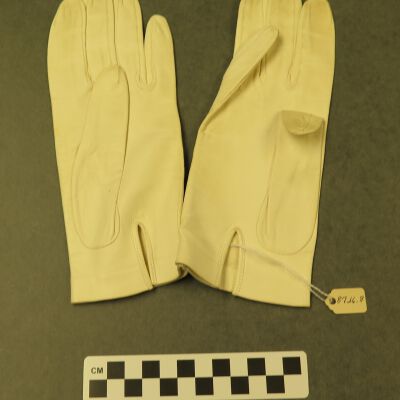 Front of gloves.: Origsize: 8.5" (w) x 3.5" (l); Origformat: Artifact