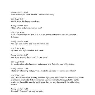 Lois Guyer Oral History Interview
