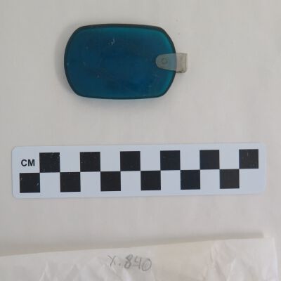 Back of keychain.: Origsize: 2.25" (w) x 1.5" (l); Origformat: Artifact