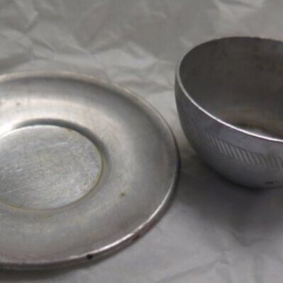 Metal cup and saucer: Origsize: 3.25" (d); Origformat: Artifact