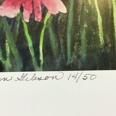Close up of artist's signature and print number.: Origsize: 16" x 20"; Origformat: Other