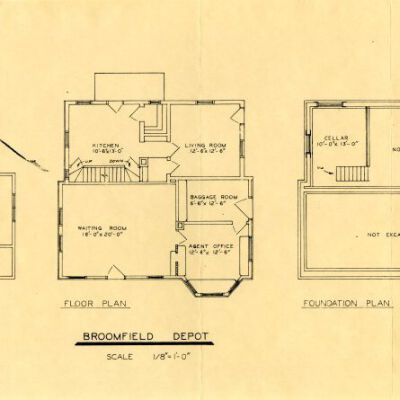 Copy of whiteprint for Broomfield train depot, 1909: Origsize: 9" x 17"; Origformat: Paper; Resolution: 300dpi
