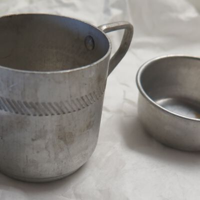Double boiler with insert: Origsize: 1.75" (d); Origformat: Artifact