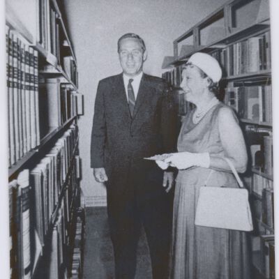 Mamie Eisenhower and Governor John Love at Library Dedication July 7, 1963