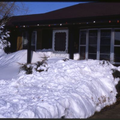 Slide negative of 602 Ash Street, Christmas 1982, after a large snowstorm
