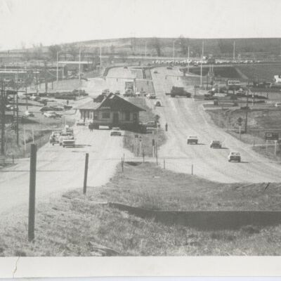 Broomfield train depot move down Highway 287, 1976: Origsize: 5" x 7"; Origformat: Print-Photographic; Resolution: 700dpi