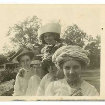 Frances Cron Posing with Friends Outside