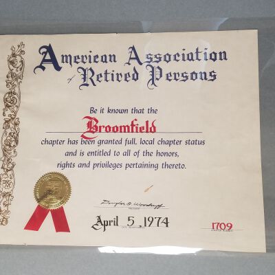 Broomfield Chapter AARP Certificate