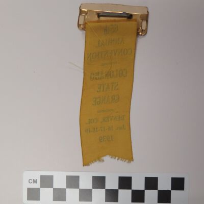 Back of nametag: Origsize: 2" (w) x 5.25" (l); Origformat: Artifact