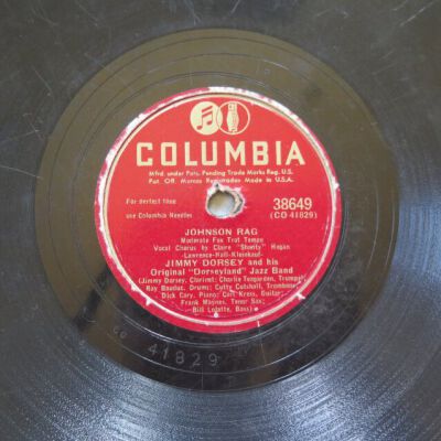 Close up of label on back of record.: Origsize: 9.75" (diam); Origformat: Artifact