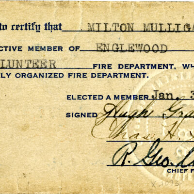 Milton Mulligan's Colorado State Firemen's Association Membership Card, 1936