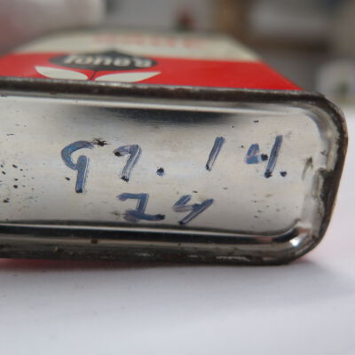 Bottom of spice tin of Sage: Origsize: 3.75" (h) x 2.5" (w); Origformat: Artifact
