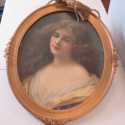 Front of frame with portrait: Origsize: 22" (h) x 18" (w); Origformat: Artifact