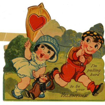 I'm Pulling Hard to be Your Valentine, German-Made Mechanical Valentine