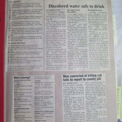Scrapbook of Broomfield newspaper articles from Nov 1997- April 1998