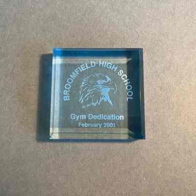 Commemorative Broomfield High School Gym Dedication Paperweight