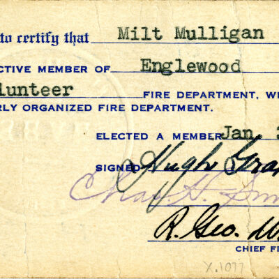 Milton Mulligan's Colorado State Firemen's Association Membership Card, 1940