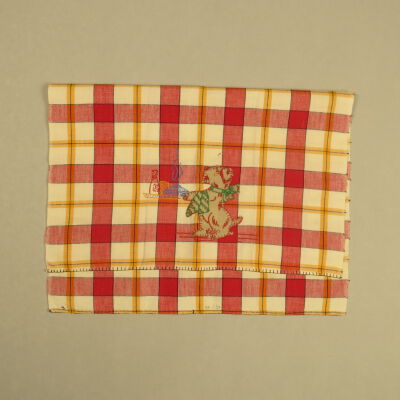 Plaid Tea Towel with Dog Applique