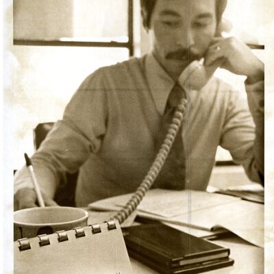 "A man who cares" and "A new approach" - Man on phone (Schuler?)