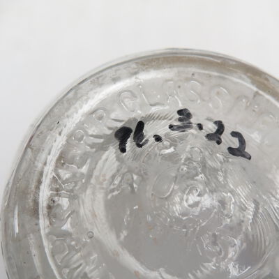 Number on bottom of jar.: Origsize: 4" (h) x 3.75" (dia); Origformat: Artifact