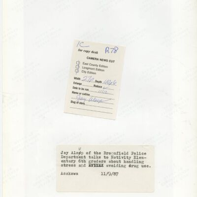 Back of photograph.: Copyright: Boulder Daily Camera; Origsize: 8" x 10"