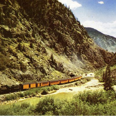 Postcard of "The Silverton" Train in Animas River Canyon