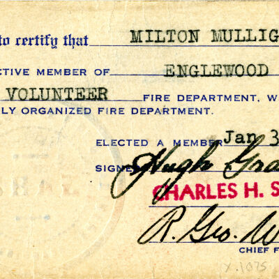 Milton Mulligan's Colorado State Firemen's Association Membership Card, 1938