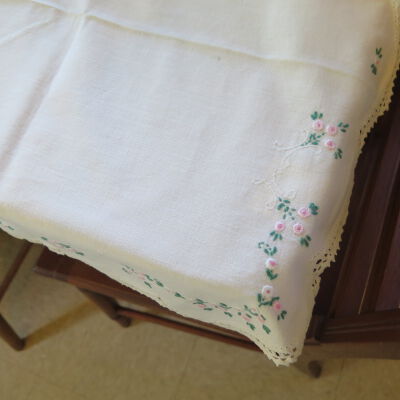 Tablecloth on table.: Origformat: Artifact