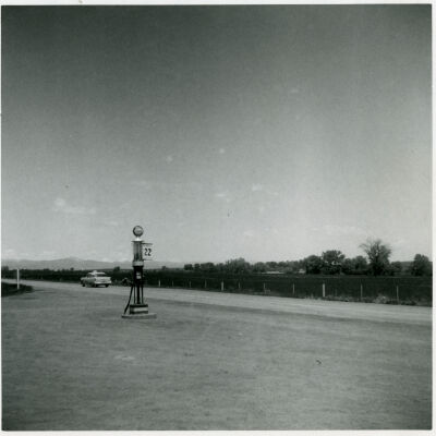 Gas Pump in Front of Bleekers Truck Stop Cafe
