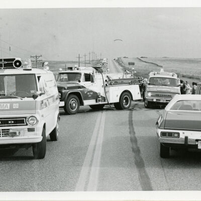 Broomfield emergency vehicles at a car accident at Highway 287