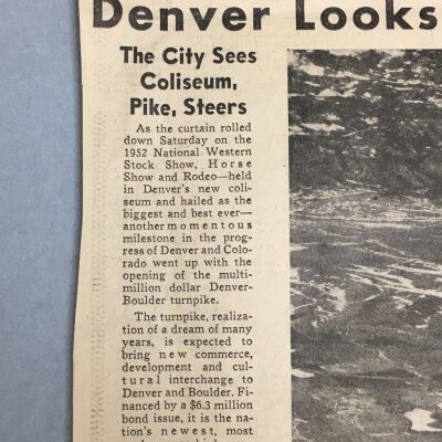 Close up of lead article "Denver Looks Over  $11 Million in Progress.": Origformat: Other