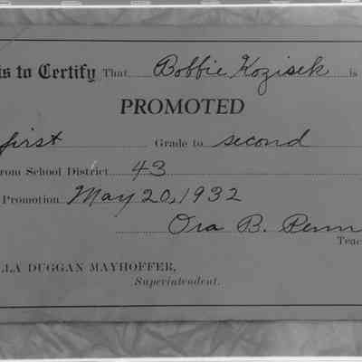 Broomfield School, Bob Kozicek Report Card 1932