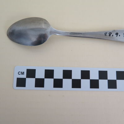 Back of spoon: Origsize: 1.25" (w) x 6" (l); Origformat: Artifact