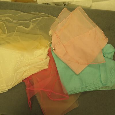 One side of fabric samples.: Origsize: 10" (w) x 10" (l); Origformat: Artifact