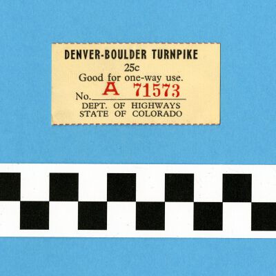 Denver-Boulder Turnpike Ticket for University of Colorado Vehicle