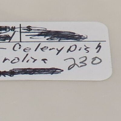 Sticker on dish: Origsize: 1.25" (h) x 4.5" (w); Origformat: Artifact