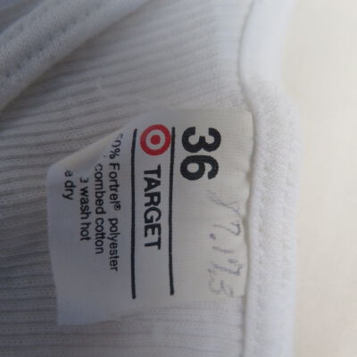 Close up of number on shirt.: Origsize: 8.5" (w) x 27" (l); Origformat: Artifact