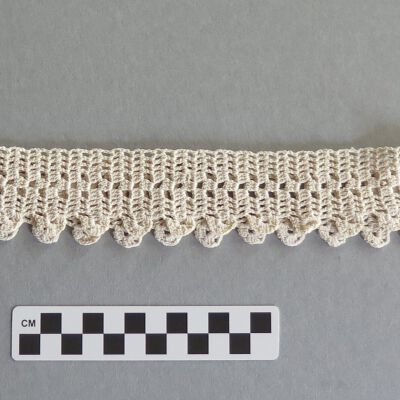 Crochet piece: Origsize: 2" (w) x 17.5" (l); Origformat: Artifact