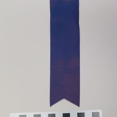 Back of ribbon: Origsize: 1.5" (w) x 6.5" (l); Origformat: Artifact