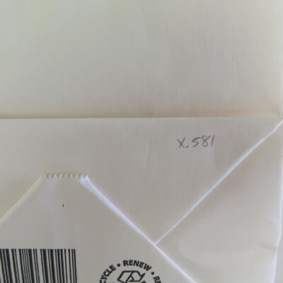 Number on back of bag.: Origsize: 8.5" (h) x 5.5" (w); Origformat: Artifact
