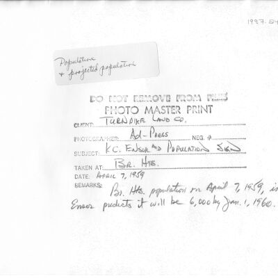 K.C. Ensor and Broomfield Heights Population Sign -Back