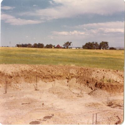 Digging of the grounds for the Broomfield train depot, 1976: Origsize: 3.5" x 3.5"; Origformat: Print-Photographic; Resolution: 1500dpi