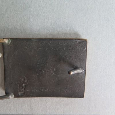 Back of belt buckle.: Origsize: 2.25" (h) x 3" (w); Origformat: Artifact