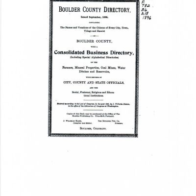 Boulder County Directory (Broomfield Directory), 1896