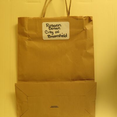 Back of bag.: Origsize: 17" (h) x 10" (w); Origformat: Artifact