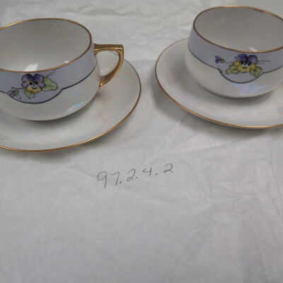 Side of cups and saucers.: Origsize: 2.25"(h) x 4" (w) x; Origformat: Artifact