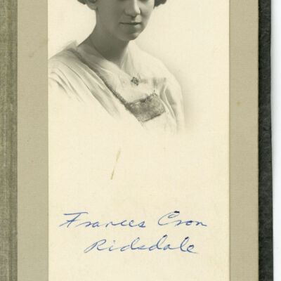 Frances Cron Ridsdale studio portrait, circa 1920: Origsize: Unknown; Origformat: Print-Photographic; Resolution: 300dpi