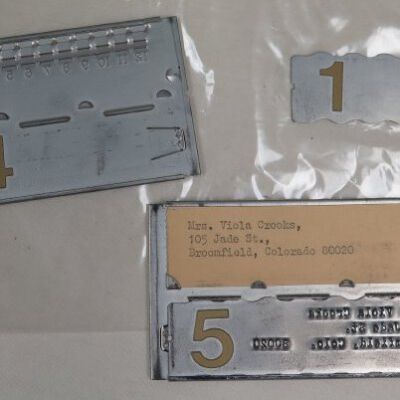 Set of 3 address plates: Origsize: 4" (w) x 2.25" (l); Origformat: Artifact